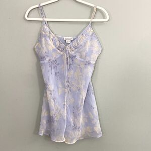 Jones New York Babydoll Top Flowy Floral Womens Medium Blue Y2K Coquette Fairy